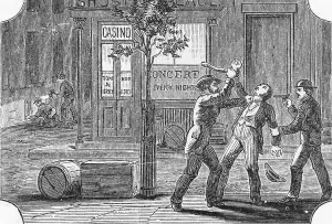 Confusion Prints: Mugging and Murder on a New York City Street Illustration in Police Gazette