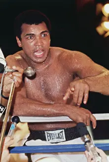 Muhammad Ali Speaking Into Microphone