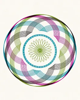 1940 1980 Retro Styled Image Prints: Multicolor Circular Line Drawing