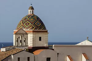 Images Dated 11th November 2016: Multicolor dome at waterfront, Alghero, Provincia di Sassari, Italy