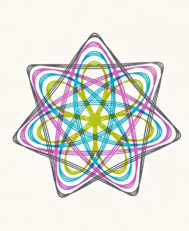 Multicolor Snowflake Line Drawing