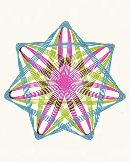 1940 1980 Retro Styled Image Prints: Multicolor Snowflake Line Drawing