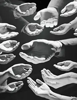 Multiple exposure montage of men's hands in various poses