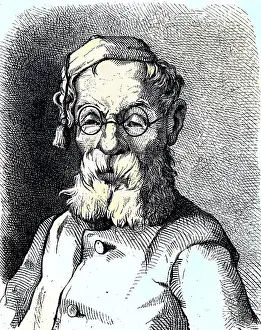 Munich originals from the 19th century, the head of a home warden in Munich, a Munich-based head of the character, original drawing by Julius Adam, Munich, Bavaria, Germany, reproduction of an image, woodcut from the year 1881, digitally restored