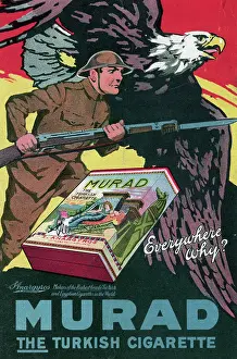 Turkish Prints: Murad Cigarette Ad with Soldier and Eagle