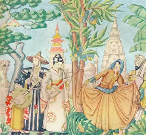 Musical Instrument Prints: Detail from the mural decorations in the foyer of the Regent Cinema, Poole, c1932