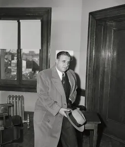 Hackensack Prints: Murder Incorporated Boss Albert Anastasia Posing in Overcoat and Holding Hat