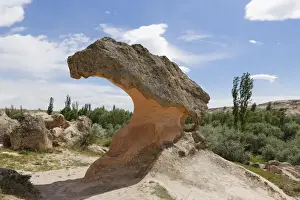 Mushroom-shaped sandstone rock Mantarkaya in Gulsehir, Nevsehir Province, Cappadocia, Central Anatolia Region, Anatolia, Turkey