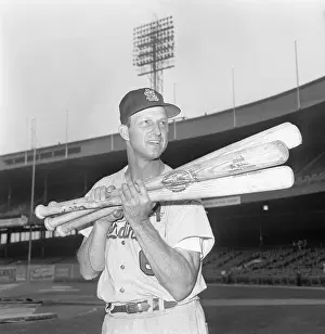 Stan Musial Prints: Musial Holding Baseball Bats