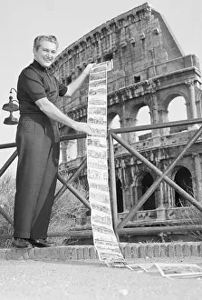 Liberace Prints: Music Great Liberace with Postcards near Rome Colosseum