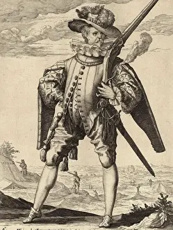 Military Affairs Prints: Musketeer, Musketeers, a type of infantry troop originally armed with muskets