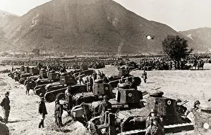 Mussolini's Massed Armor On Manoeuvres 1936
