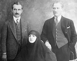 Turkish Prints: Mustafa Kemal W/ Wife And Ismet Pasha
