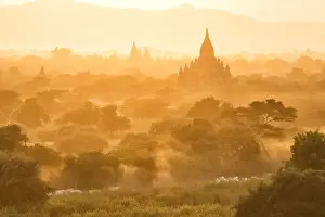 Myamar Landscape view of ancient pagoda field at bagan famouse place in Mandalay region, Myanmar