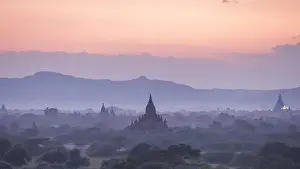 Beautiful Myanmar (formerly Burma) Prints: Myamar Landscape view of ancient pagoda field at bagan famouse place in Mandalay region