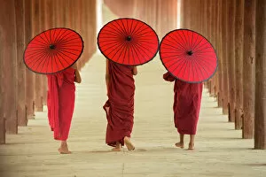 Myanmar Three novice monks together