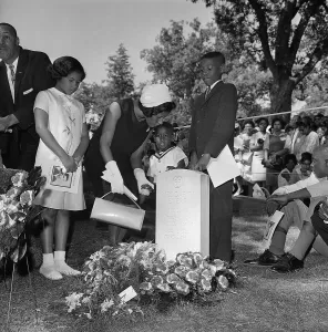 Tombstone Prints: Myrlie Evers with Children at Funeral