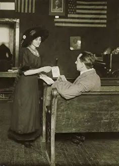 Myrtle Falkenstein Distributing Suffragette Circulars