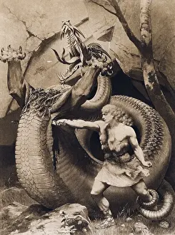 Mythical Dragon with Character of Siegfried