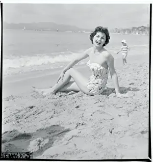Nadja Regin Sunning Herself on Beach
