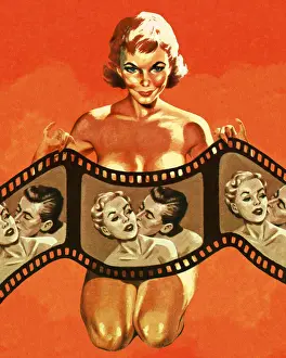 Model Prints: Naked Woman Holding a Filmstrip