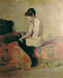 Henri De Toulouse Lautrec Prints: Naked Woman Sitting on a Couch (Etude de nu)