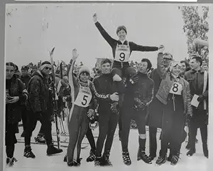 Chamrousse Prints: Nancy Greene Being Carried on Shoulders of Teammates