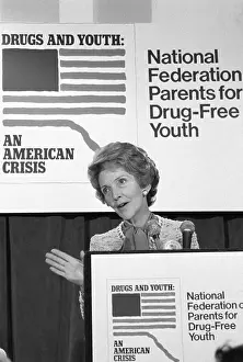 Drug Addiction Prints: Nancy Reagan Addressing Conference on Drugs