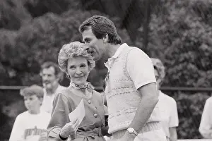Nancy Reagan Conversing with Actor Tom Selleck