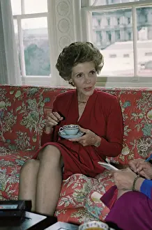 Nancy Reagan Sipping on Coffee