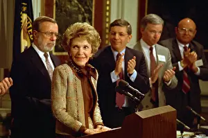 Nancy Reagan Speaking at Briefing