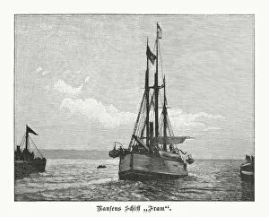 Fridtjof Nansen (1861-1930) Gallery: Nansens ship, the 'Fram', wood engraving, published in 1897