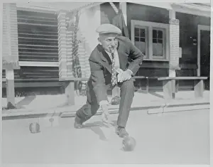 Petersburg Prints: Napoleon Lajoie Playing Game of Lawn Bowling