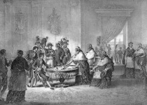 Napoleon Signing Treaties with Pope in 1797
