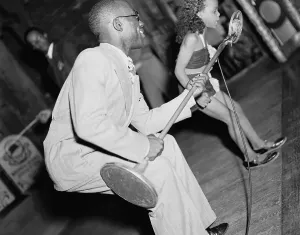 Memphis Prints: Nat Williams Holding Microphone