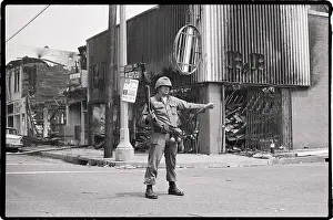 Patrolling Prints: National Guardsman Directing Traffic