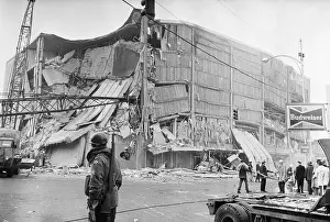 Earthquake Prints: National Guardsman In Front/J.C. Penneys