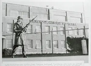 New Castle Prints: National Guardsman Standing Guard During Strike