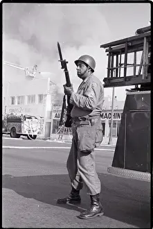 National Guardsman Standing Watch During Riot