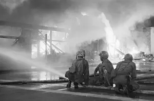 Fire Hose Prints: National Guardsmen Fighting Fire During Watts Riots