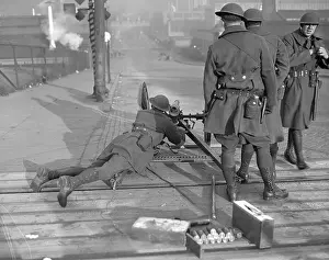 Riot Prints: National Guardsmen on Ground with Guns and Tear Gas
