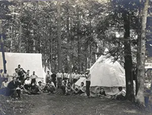 Camping Prints: Native American Boys At Camp; Violinist