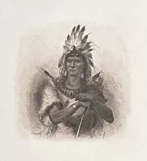 Images Dated 16th August 2019: Native American chief, wood engraving, published in 1876