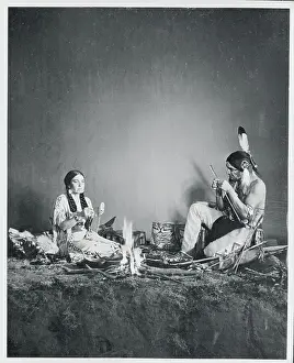 Jackson Prints: Native American Couple Working by a Fire