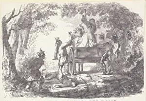 Native Americans Attacking Wagon with Settlers