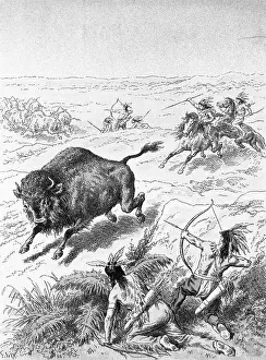 Bpa2 Prints: Native Americans Chasing Buffalo