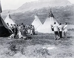 Missouri Prints: Native Americans Dance Amongst Teepees