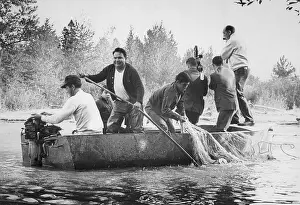 Native Americans Fishing from Nisqually River
