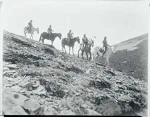 Montana Prints: Native Americans Riding Horses Down Hill