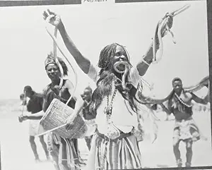 Tanganyika Prints: Native Dancer Dancing with Snakes at Royal Ceremony